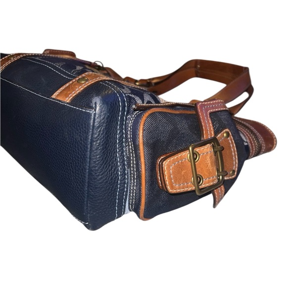 RARE!๐Coach Limited Edition Indigo Denim Patchwork Leather Tote Bag Vintage - Picture 6 of 11